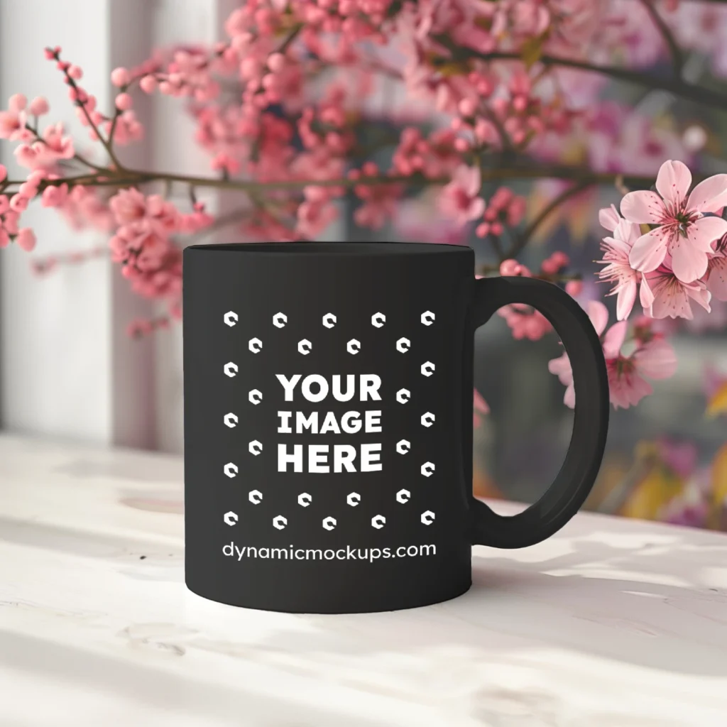 11oz Blank Black Ceramic Coffee Mug Mockup Template