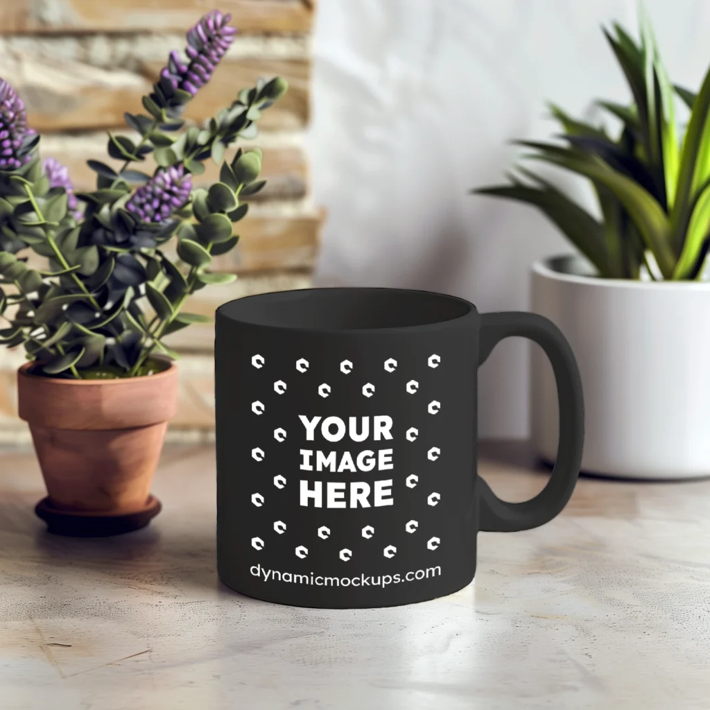 11oz Blank Black Ceramic Coffee Mug Mockup Template