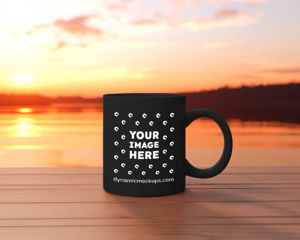 11oz Blank Black Ceramic Coffee Mug Mockup Template