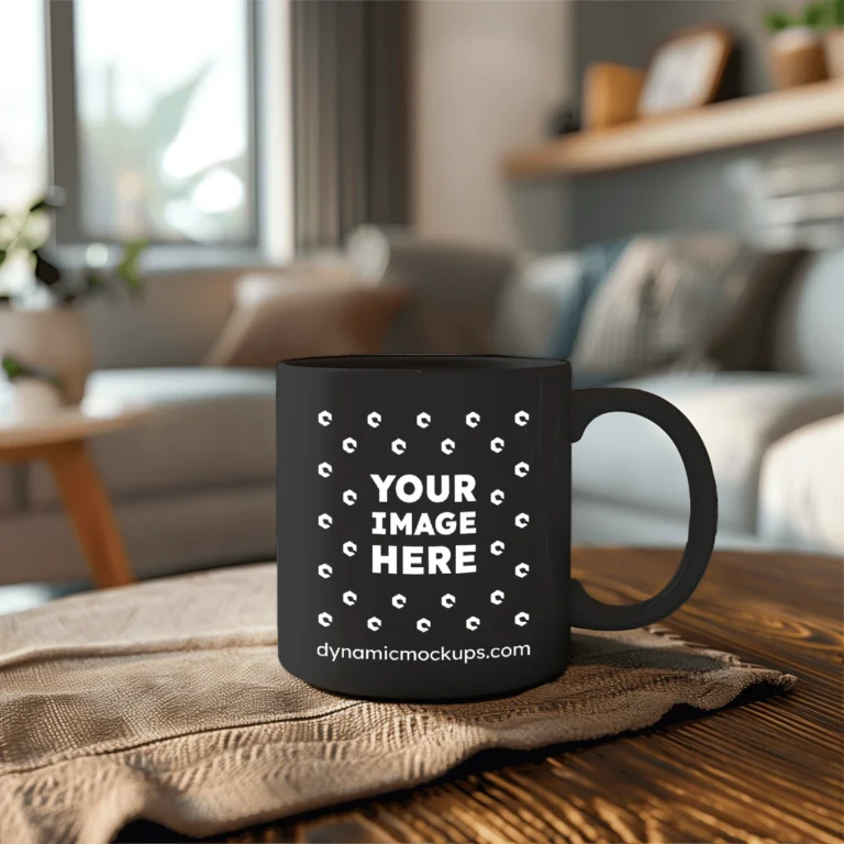 11oz Blank Black Ceramic Coffee Mug Mockup Template