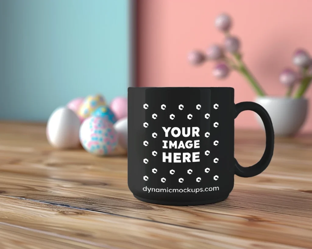 11oz Blank Black Ceramic Coffee Mug Mockup Template