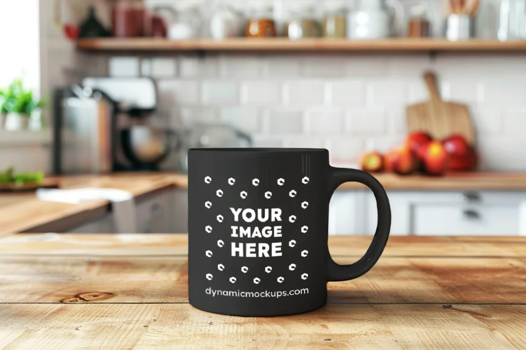 11oz Blank Black Ceramic Coffee Mug Mockup Template