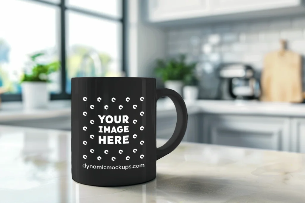 11oz Blank Black Ceramic Coffee Mug Mockup Template