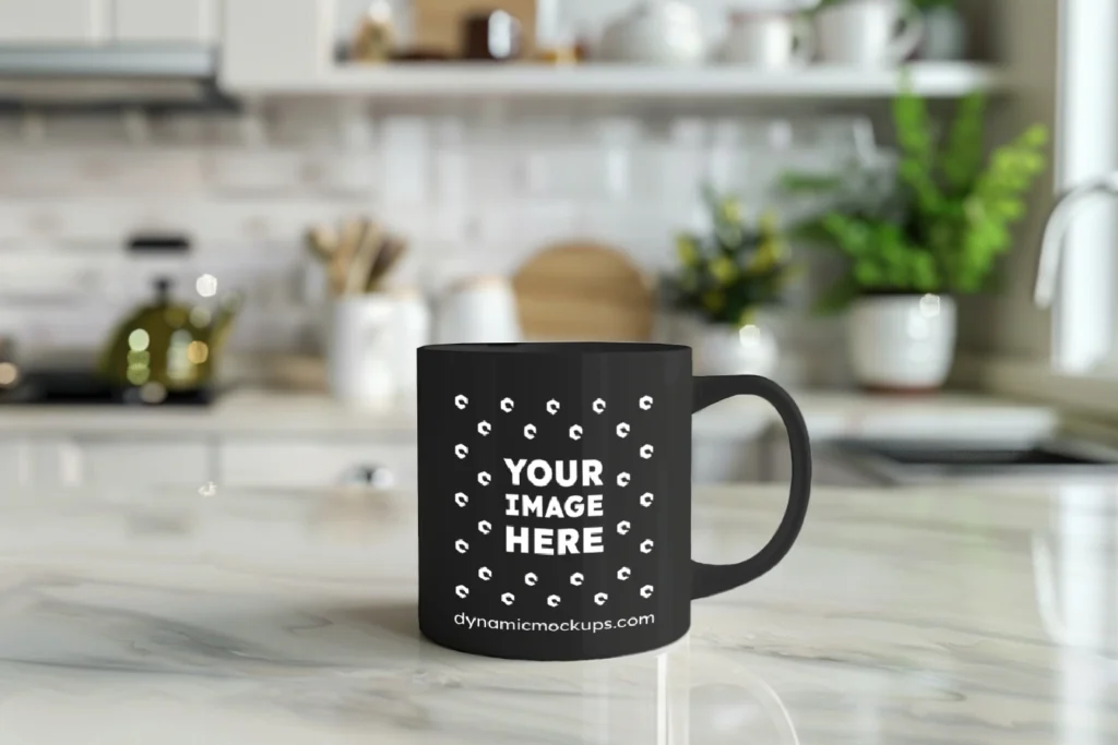 11oz Blank Black Ceramic Coffee Mug Mockup Template