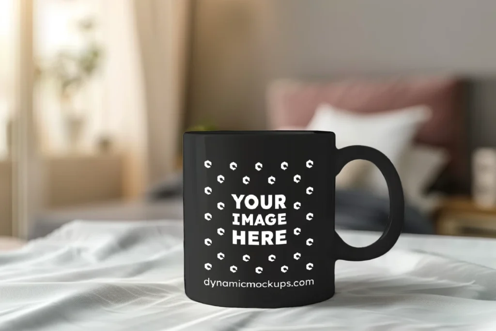 11oz Blank Black Ceramic Coffee Mug Mockup Template