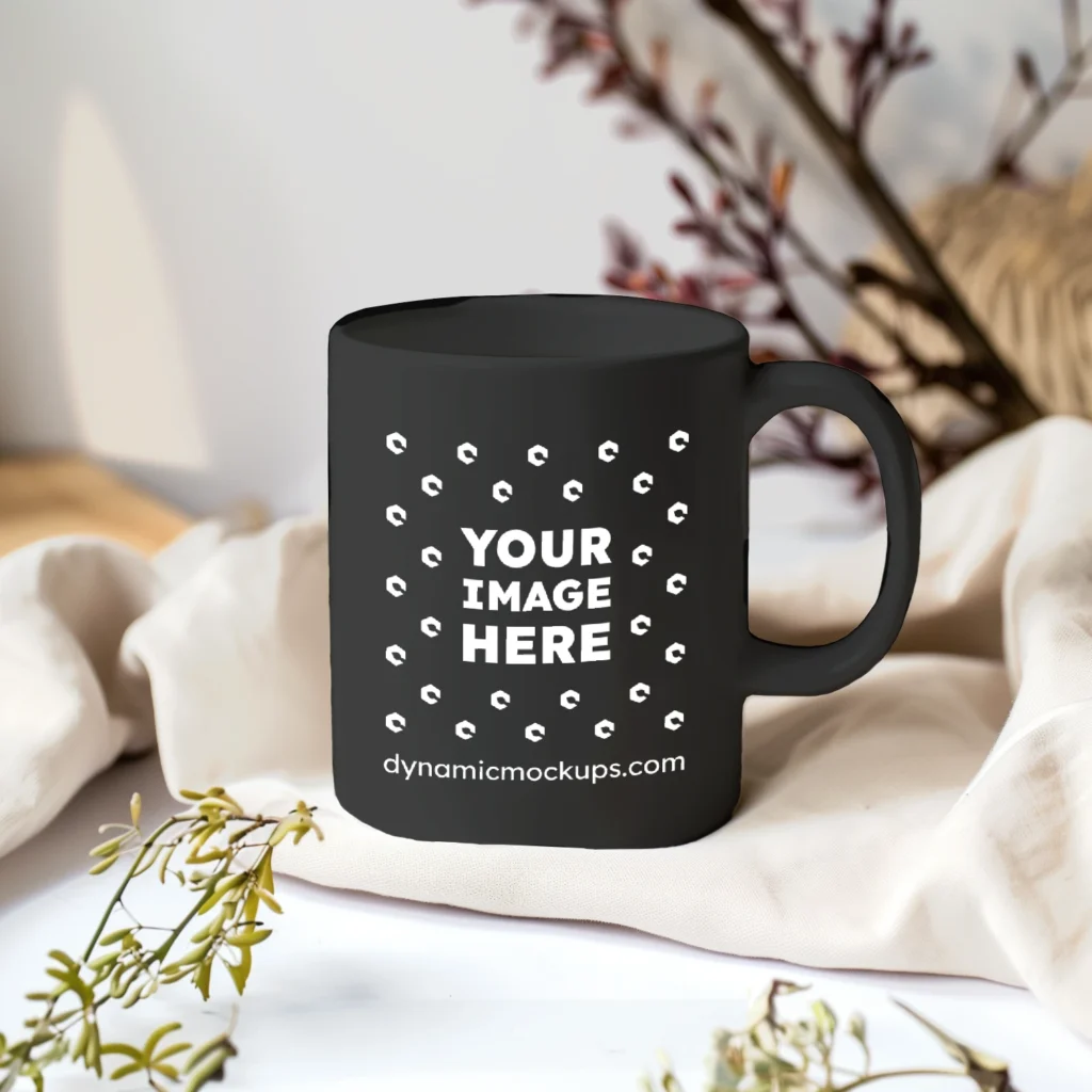 11oz Blank Black Ceramic Coffee Mug Mockup Template