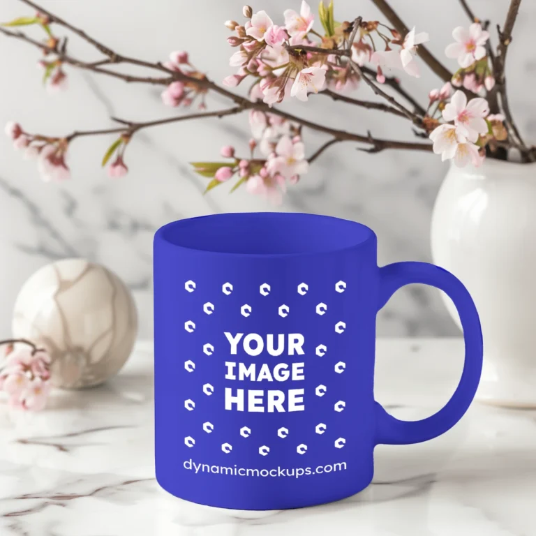 11oz Blank Blue Ceramic Coffee Mug Mockup Template