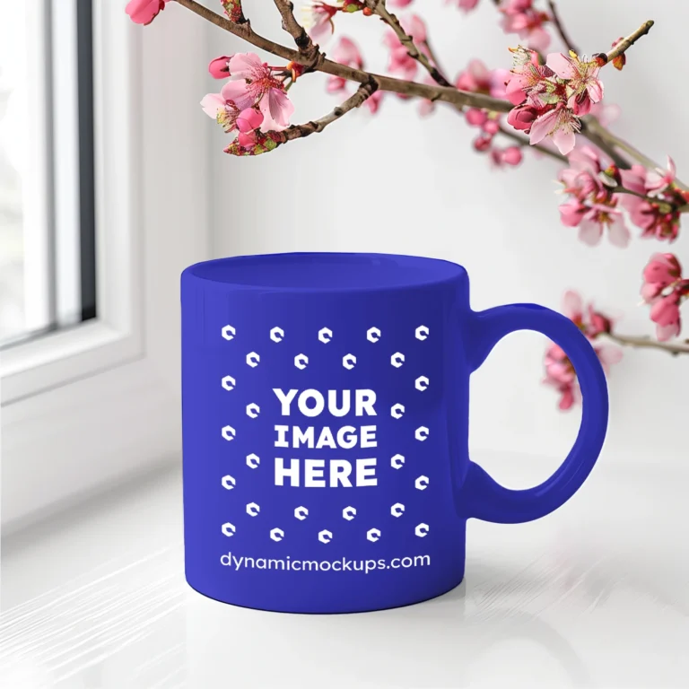 11oz Blank Blue Ceramic Coffee Mug Mockup Template