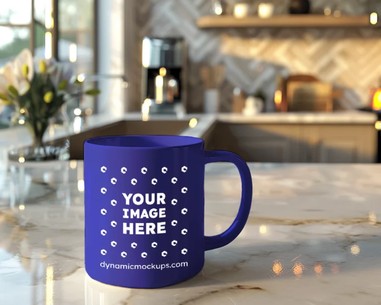 11oz Blank Blue Ceramic Coffee Mug Mockup Template