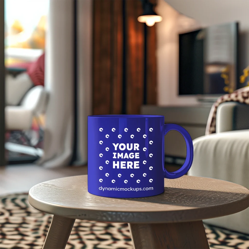 11oz Blank Blue Ceramic Coffee Mug Mockup Template