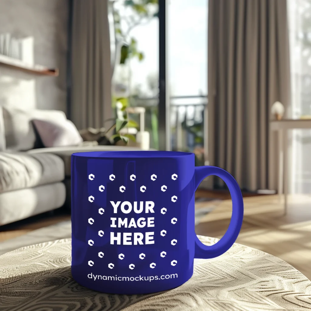 11oz Blank Blue Ceramic Coffee Mug Mockup Template