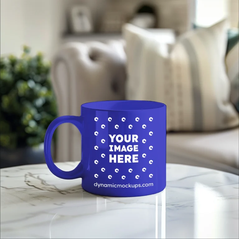 11oz Blank Blue Ceramic Coffee Mug Mockup Template