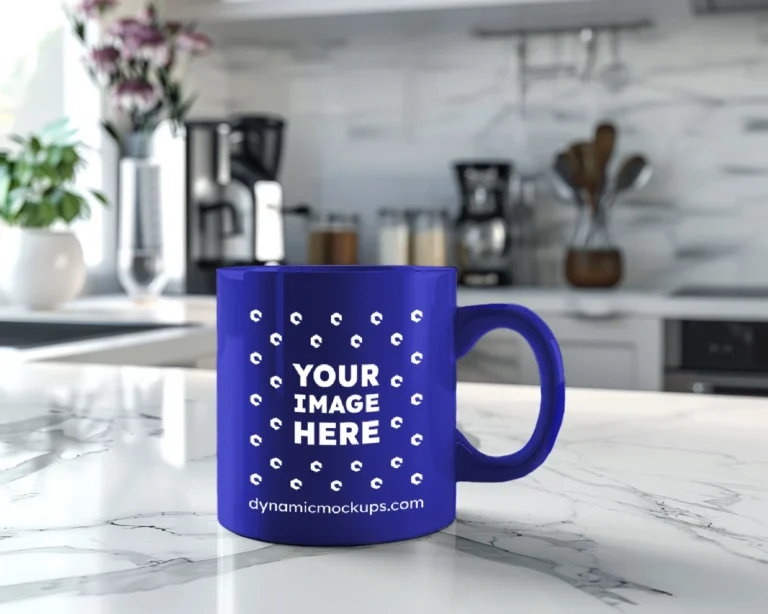 11oz Blank Blue Ceramic Coffee Mug Mockup Template