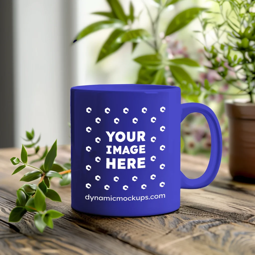 11oz Blank Blue Ceramic Coffee Mug Mockup Template