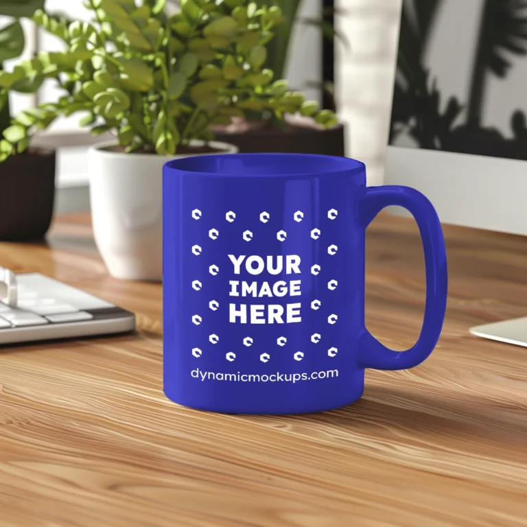 11oz Blank Blue Ceramic Coffee Mug Mockup Template