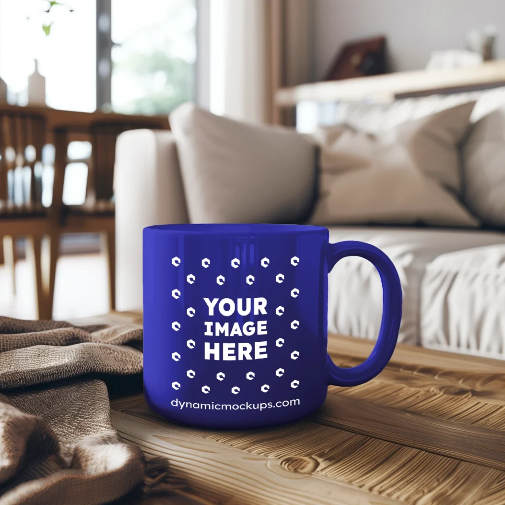 11oz Blank Blue Ceramic Coffee Mug Mockup Template