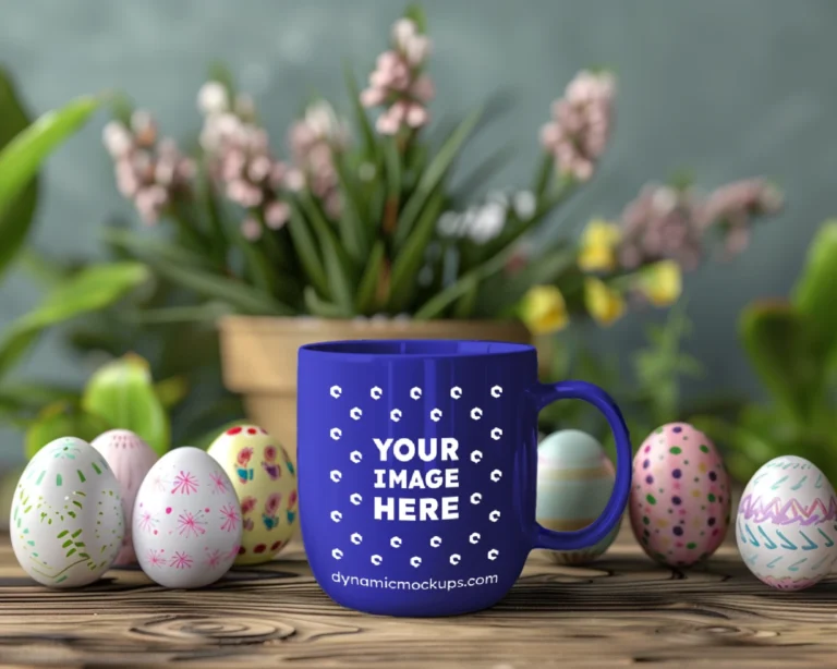 11oz Blank Blue Ceramic Coffee Mug Mockup Template