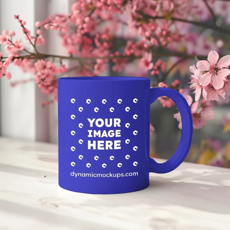 11oz Blank Blue Ceramic Coffee Mug Mockup Template