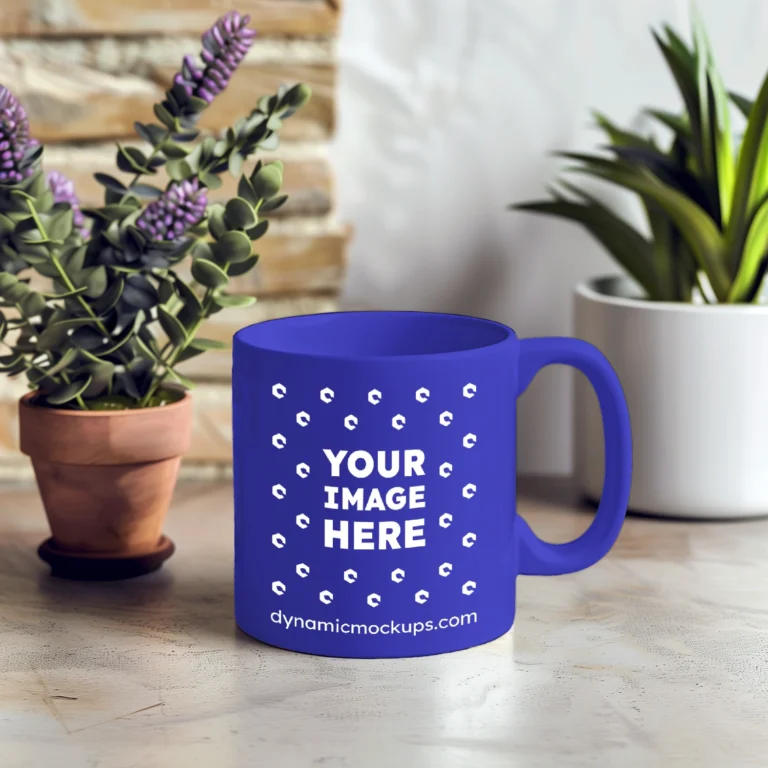 11oz Blank Blue Ceramic Coffee Mug Mockup Template