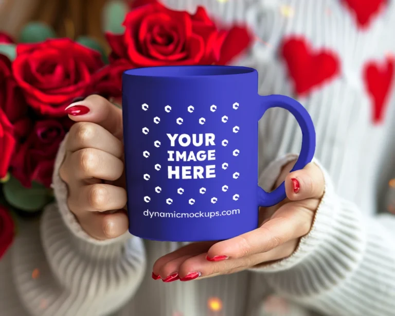 11oz Blank Blue Ceramic Coffee Mug Mockup Template