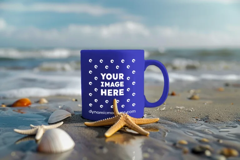 11oz Blank Blue Ceramic Coffee Mug Mockup Template