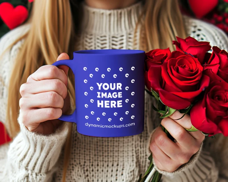 11oz Blank Blue Ceramic Coffee Mug Mockup Template