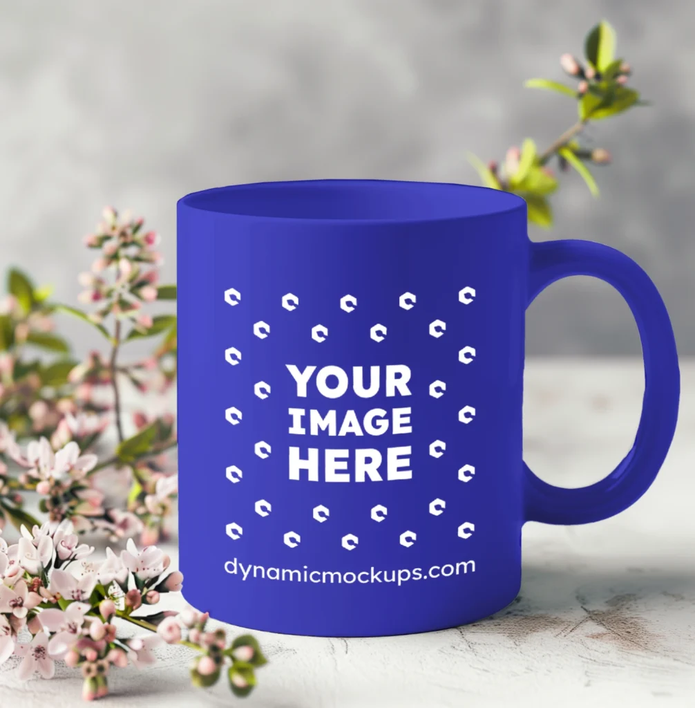 11oz Blank Blue Ceramic Coffee Mug Mockup Template