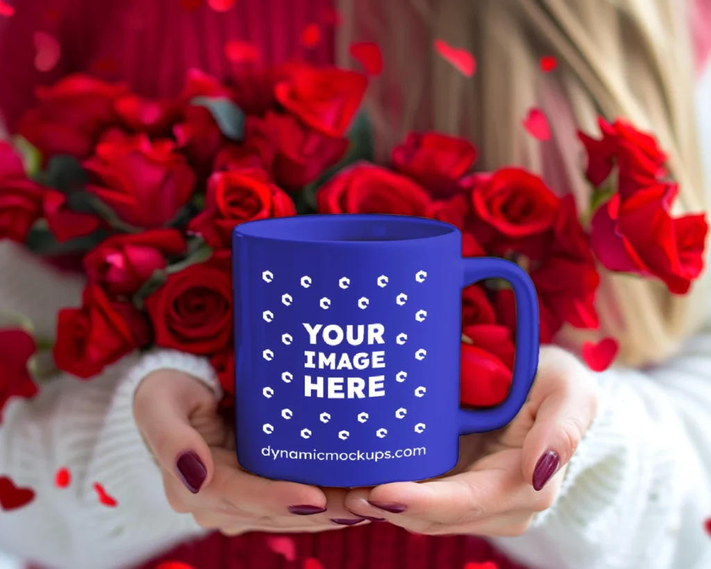 11oz Blank Blue Ceramic Coffee Mug Mockup Template