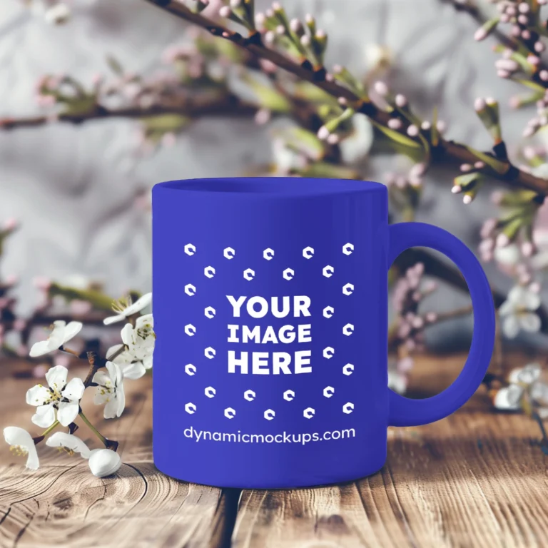 11oz Blank Blue Ceramic Coffee Mug Mockup Template