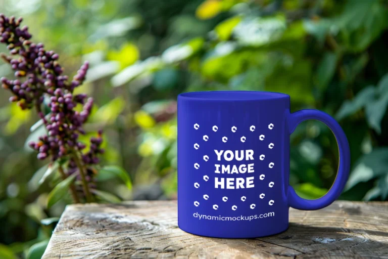 11oz Blank Blue Ceramic Coffee Mug Mockup Template