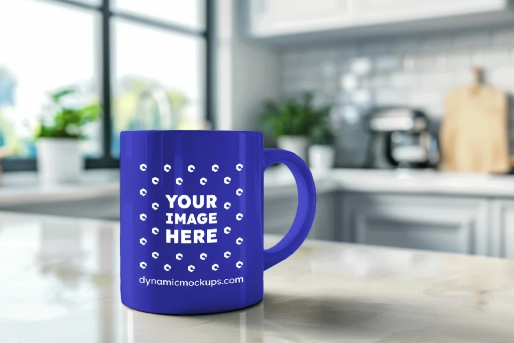 11oz Blank Blue Ceramic Coffee Mug Mockup Template