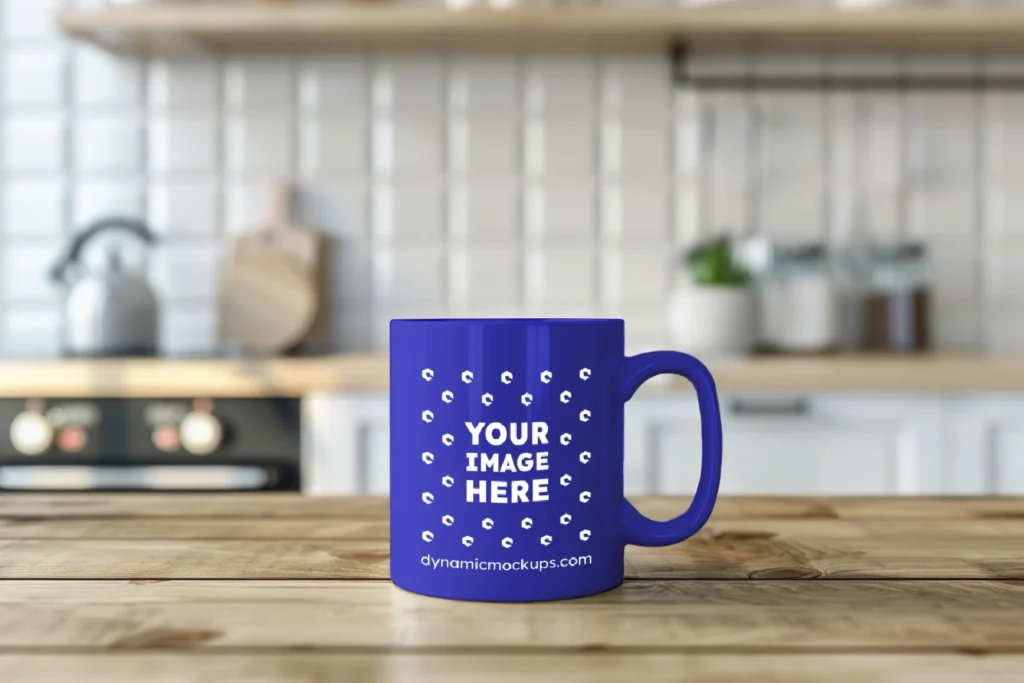 11oz Blank Blue Ceramic Coffee Mug Mockup Template