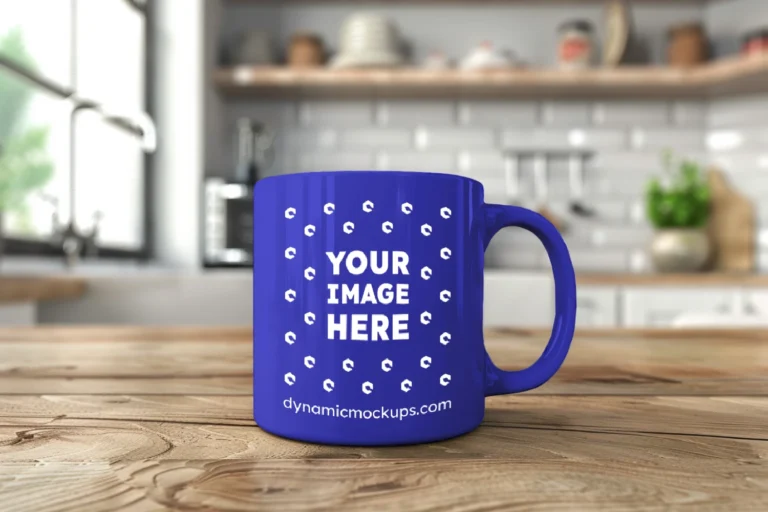 11oz Blank Blue Ceramic Coffee Mug Mockup Template