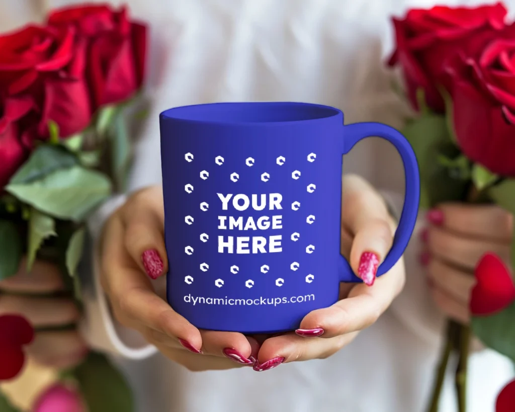 11oz Blank Blue Ceramic Coffee Mug Mockup Template