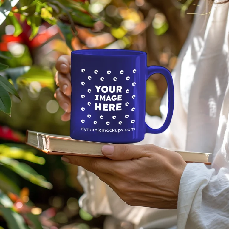 11oz Blank Blue Ceramic Coffee Mug Mockup Template