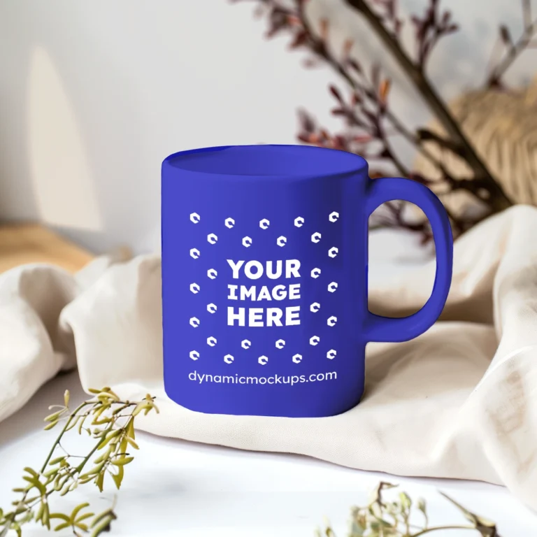 11oz Blank Blue Ceramic Coffee Mug Mockup Template