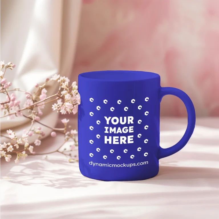 11oz Blank Blue Ceramic Coffee Mug Mockup Template