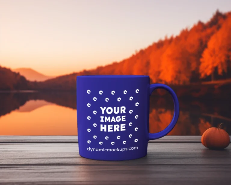 11oz Blank Blue Ceramic Coffee Mug Mockup Template