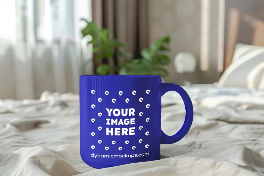 11oz Blank Blue Ceramic Coffee Mug Mockup Template