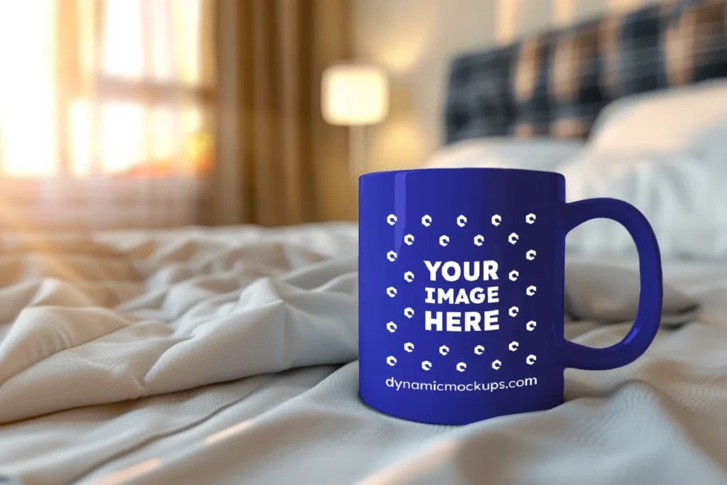 11oz Blank Blue Ceramic Coffee Mug Mockup Template