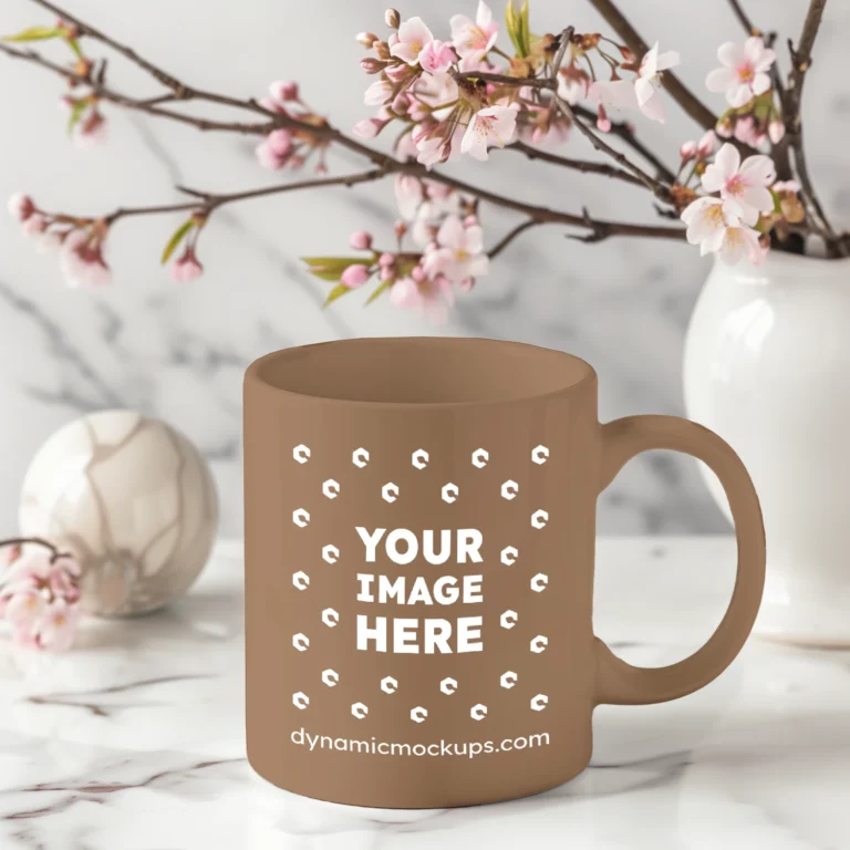 11oz Blank Brown Ceramic Coffee Mug Mockup Template