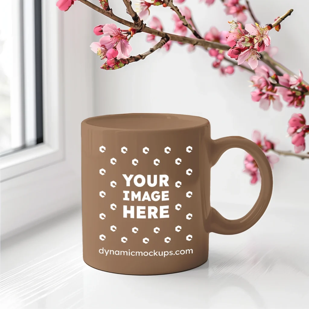 11oz Blank Brown Ceramic Coffee Mug Mockup Template