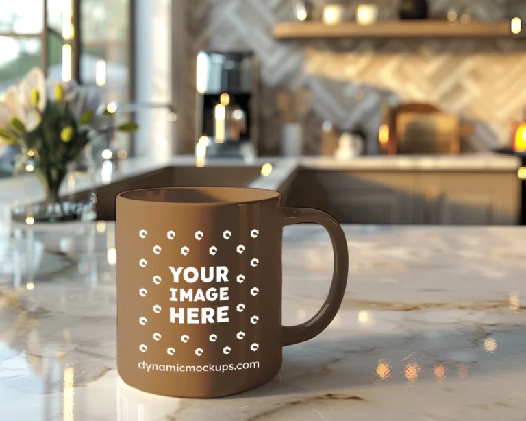 11oz Blank Brown Ceramic Coffee Mug Mockup Template