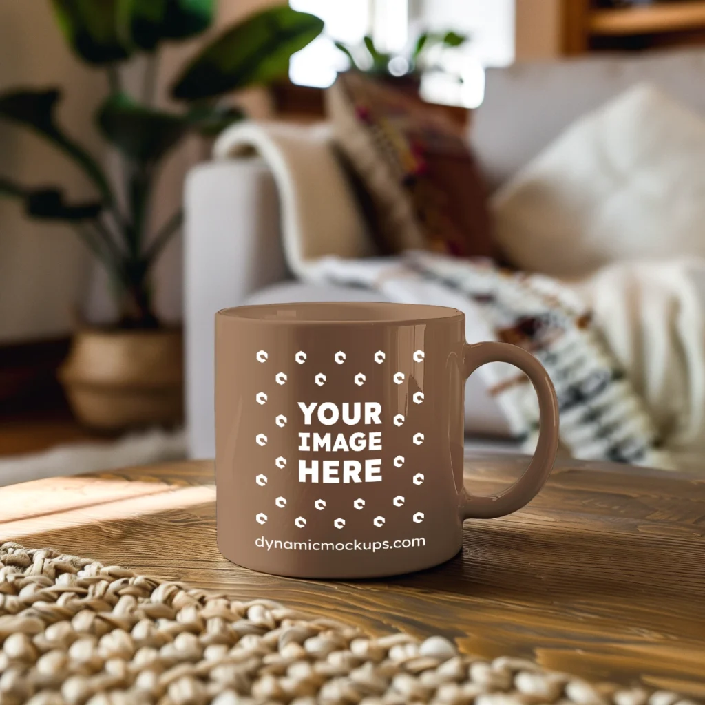 11oz Blank Brown Ceramic Coffee Mug Mockup Template