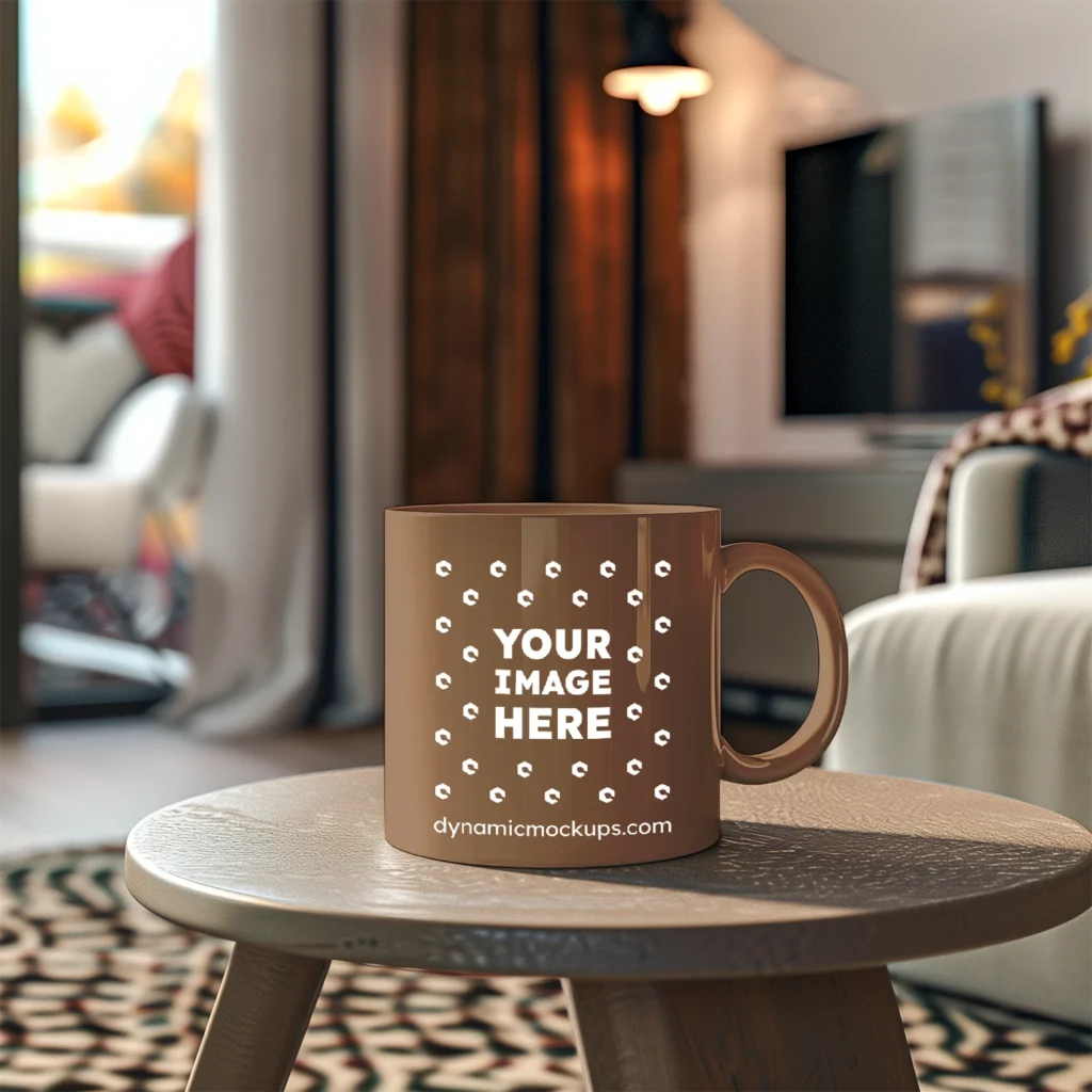 11oz Blank Brown Ceramic Coffee Mug Mockup Template