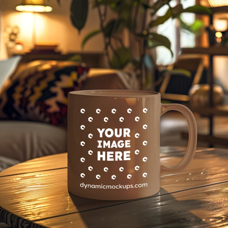 11oz Blank Brown Ceramic Coffee Mug Mockup Template