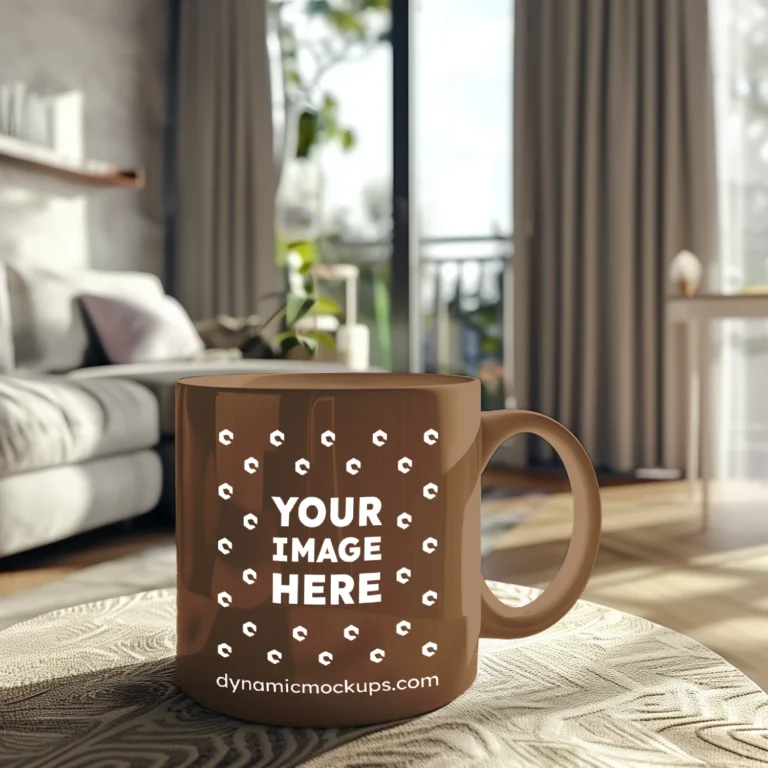 11oz Blank Brown Ceramic Coffee Mug Mockup Template