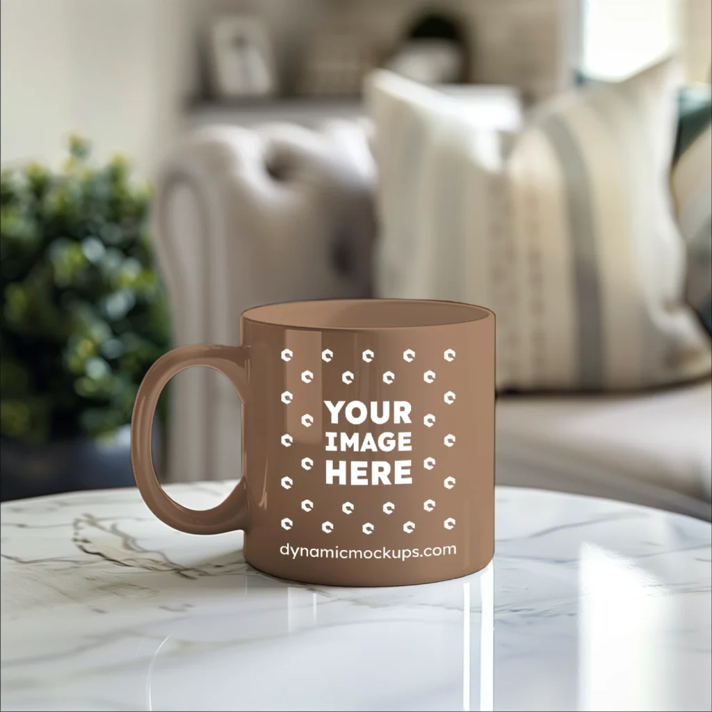 11oz Blank Brown Ceramic Coffee Mug Mockup Template