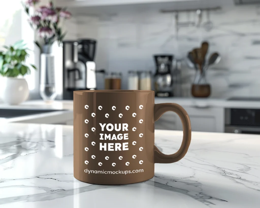 11oz Blank Brown Ceramic Coffee Mug Mockup Template