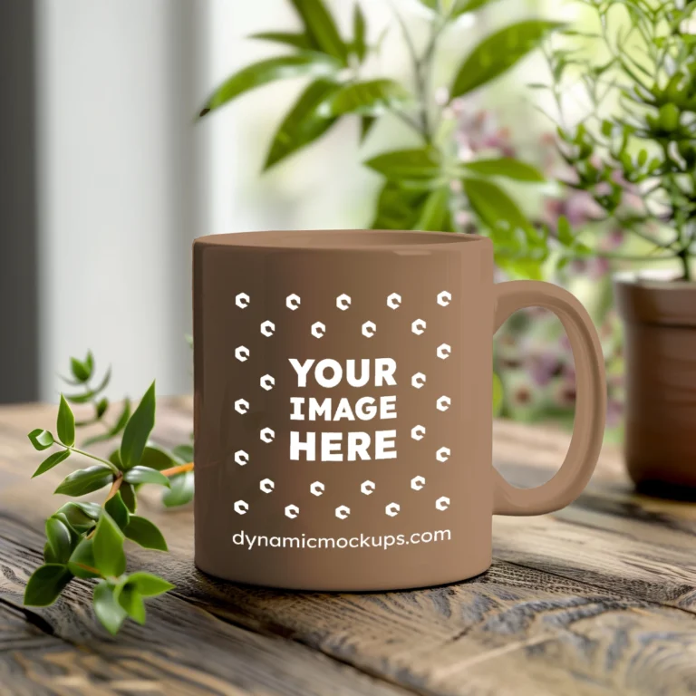 11oz Blank Brown Ceramic Coffee Mug Mockup Template